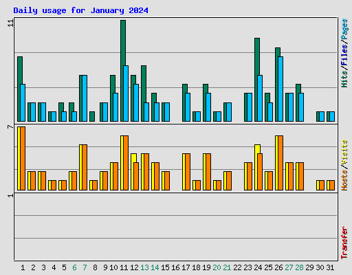 Daily usage for January 2024